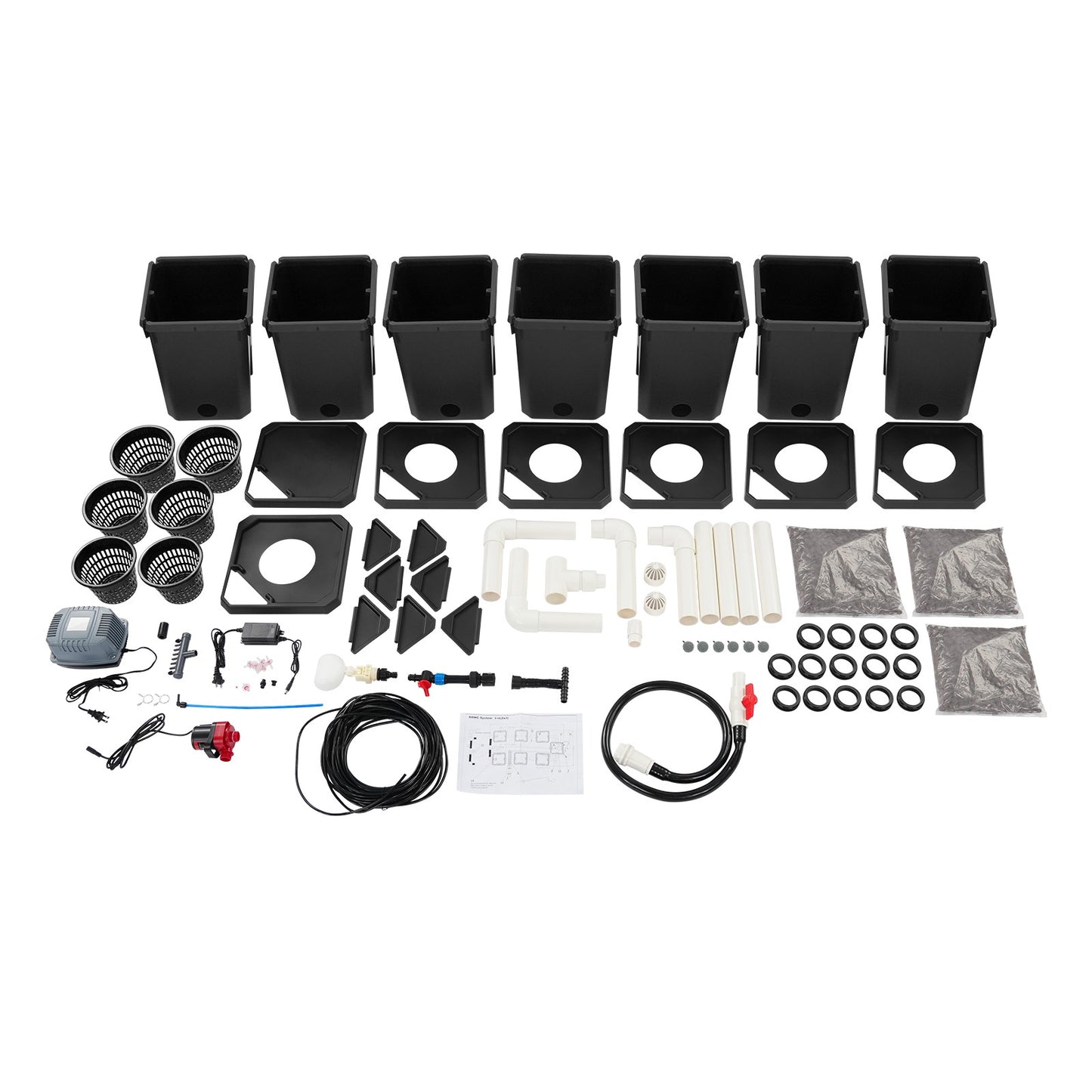 Recirculating Hydroponic System Strong Air Water Pump 6 Grow Buckets 27L