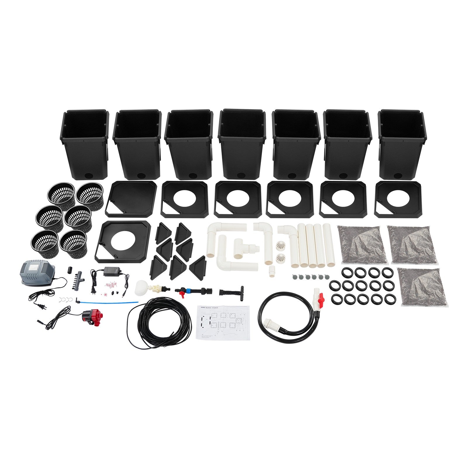 Recirculating Hydroponic System Strong Air Water Pump 6 Grow Buckets 27L