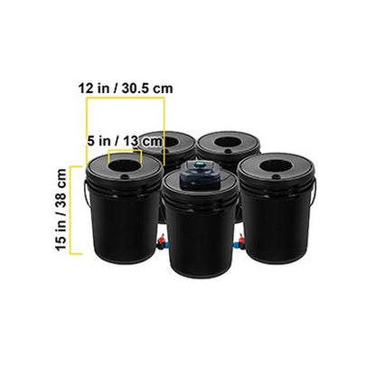 Hydroponics Deep Water Culture DWC Hydroponic System 5 Gallon 5 Buckets