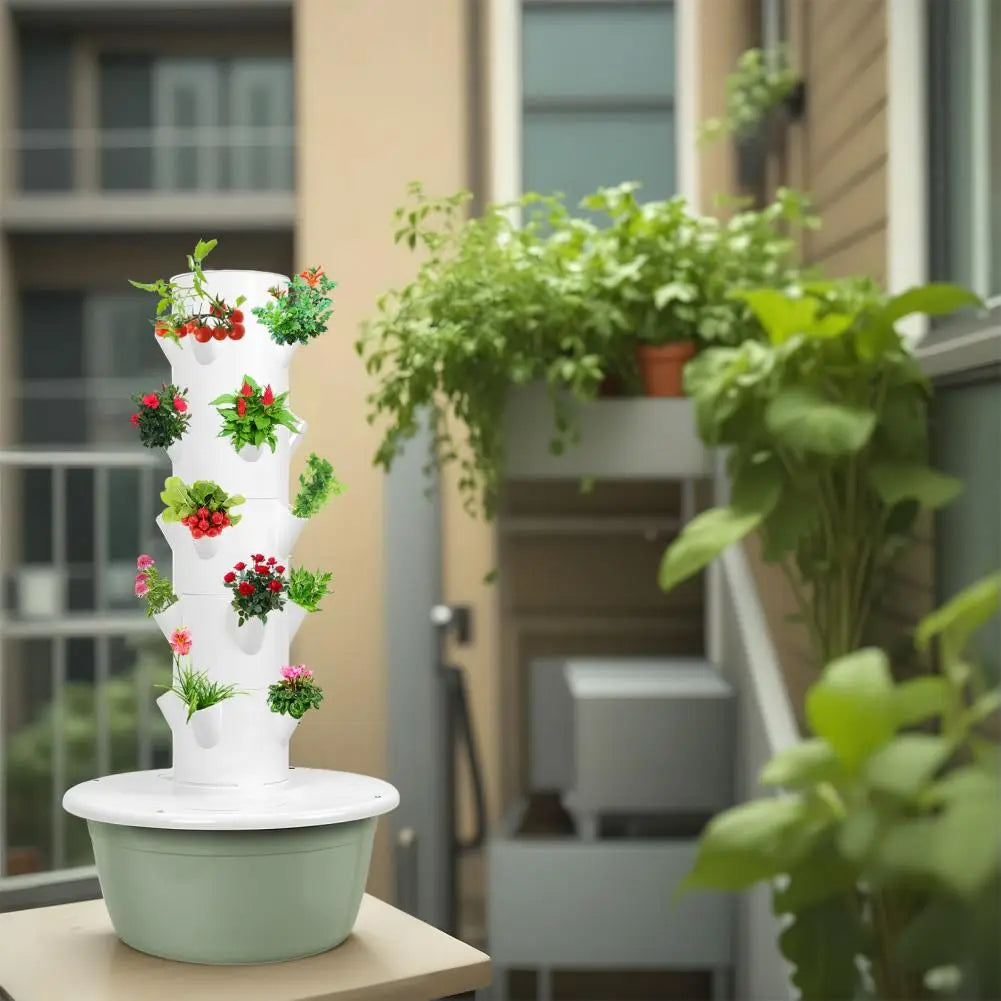 5 Layers Hydroponic Growing Tower with Tank, Indoor Hydroponics Growing System, Vegetables Vertical Planter Tower Garden Kit