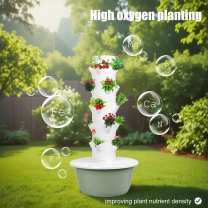 5 Layers Hydroponic Growing Tower with Tank, Indoor Hydroponics Growing System, Vegetables Vertical Planter Tower Garden Kit