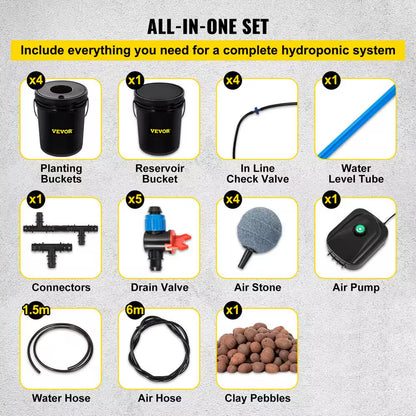 DWC Hydroponic System-5 Gal, 5 Buckets Deep Water Culture Kit with Pump, Air Stone, Reservoir for Indoor Vegetables