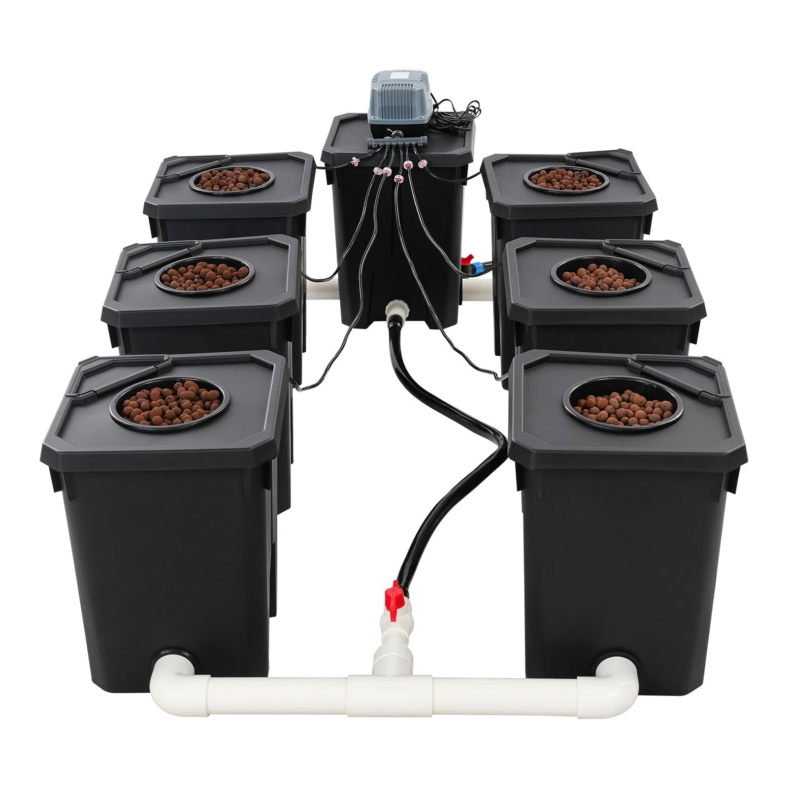 Recirculating Hydroponic System Strong Air Water Pump 6 Grow Buckets 27L