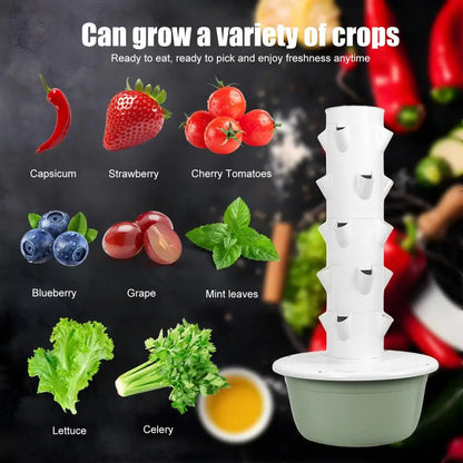 5 Layers Hydroponic Growing Tower with Tank, Indoor Hydroponics Growing System, Vegetables Vertical Planter Tower Garden Kit