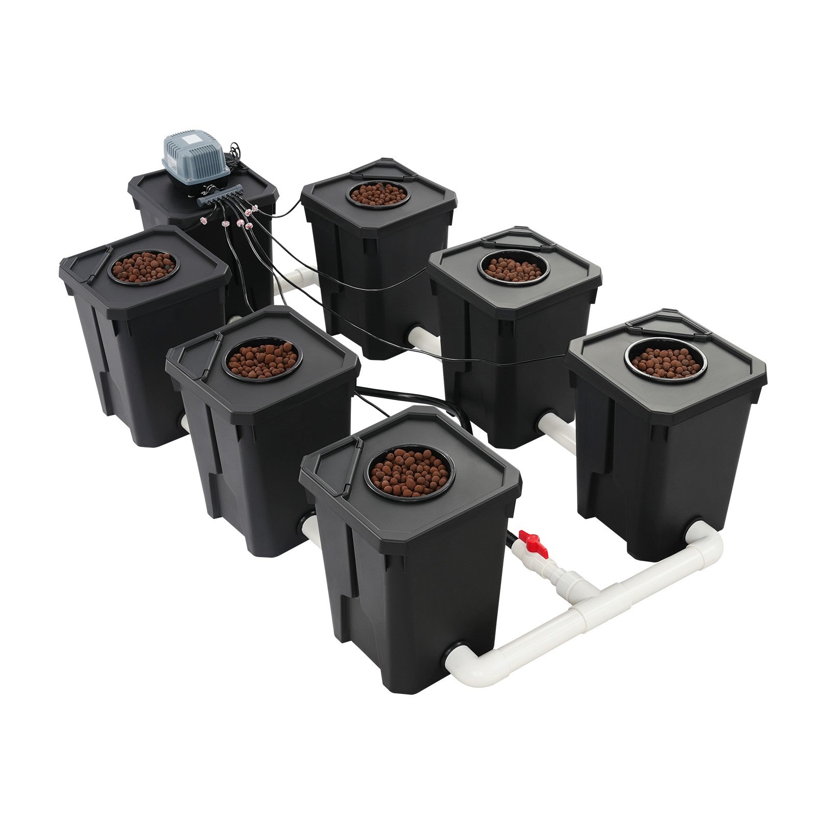 Recirculating Hydroponic System Strong Air Water Pump 6 Grow Buckets 27L