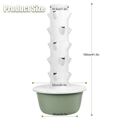 5 Layers Hydroponic Growing Tower with Tank, Indoor Hydroponics Growing System, Vegetables Vertical Planter Tower Garden Kit