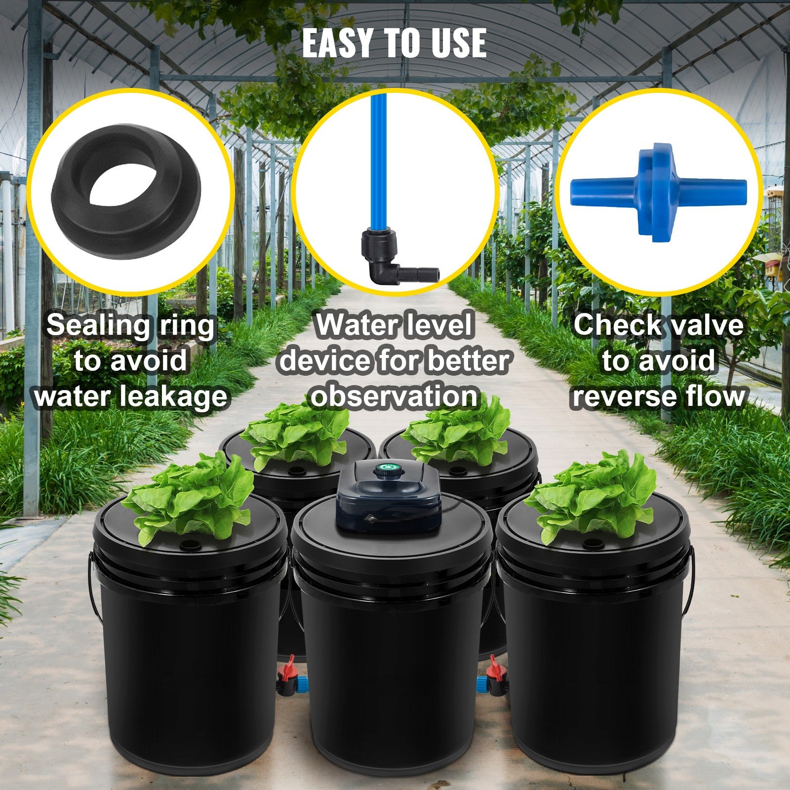 Hydroponics Deep Water Culture DWC Hydroponic System 5 Gallon 5 Buckets