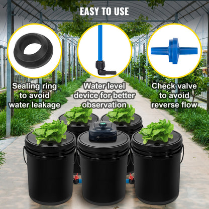 Hydroponics Deep Water Culture DWC Hydroponic System 5 Gallon 5 Buckets