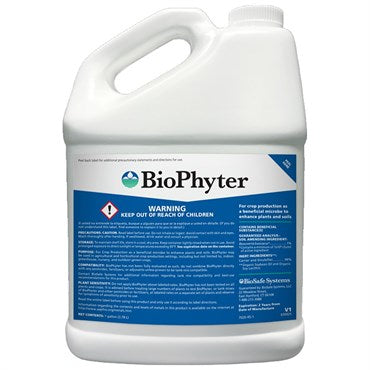 BioPhyter biostimulant gallon container by BFGSupply, an insecticide product used to enhance plant growth and health.