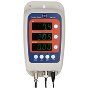 HM Digital HM-100 pH, EC, TDS, and temperature monitor meter with power cord, used for water quality testing.