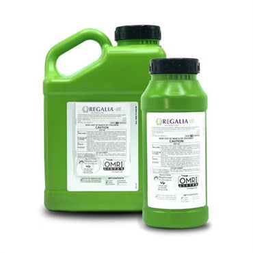 Regalia® CG Fungicide in a 2.5-gallon container, OMRI Listed®, showcasing label details and packaging design.