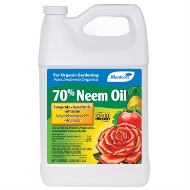 Monterey 70% neem oil insecticide 1 gallon OMRI Listed organic pest mite fungicide control
