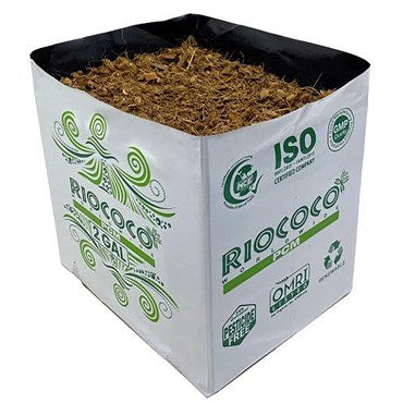 RIOCOCO® PCM OTB Grow Bag - 2gal - Open Top Bag - 9in x 7in x 7in - Coco Coir Chips and Natural Coir Mix