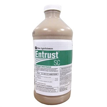 Corteva Agriscience Entrust SC insecticide in a 1-quart container, OMRI listed with spinosad for organic pest control.
