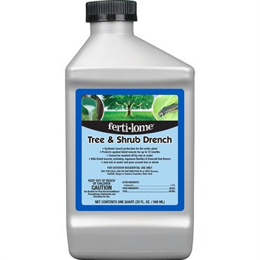 Ferti-lome Tree & Shrub Drench pest control liquid concentrate 32oz bottle, used for treating trees and shrubs.