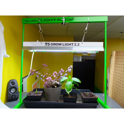 AgroMax 2-foot plant cloning light rack with multiple adjustable grow lights for optimal seedling development and cloning.