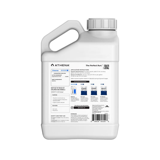 ATHENA Liquid Cleanse hydroponic nutrient gallon bottle, a flushing agent for plant health and nutrient management.