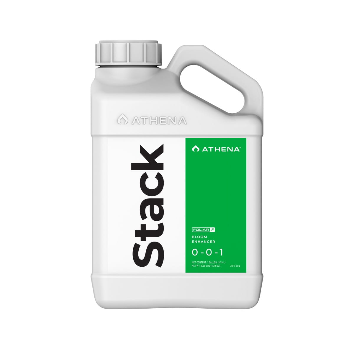 Hydroponic nutrients bottle labeled Athena Stack Gallon Kelp Extract for plant growth and health in indoor gardening systems