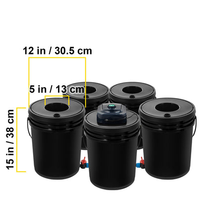 Hydroponics Deep Water Culture DWC Hydroponic System 5 Gallon 5 Buckets