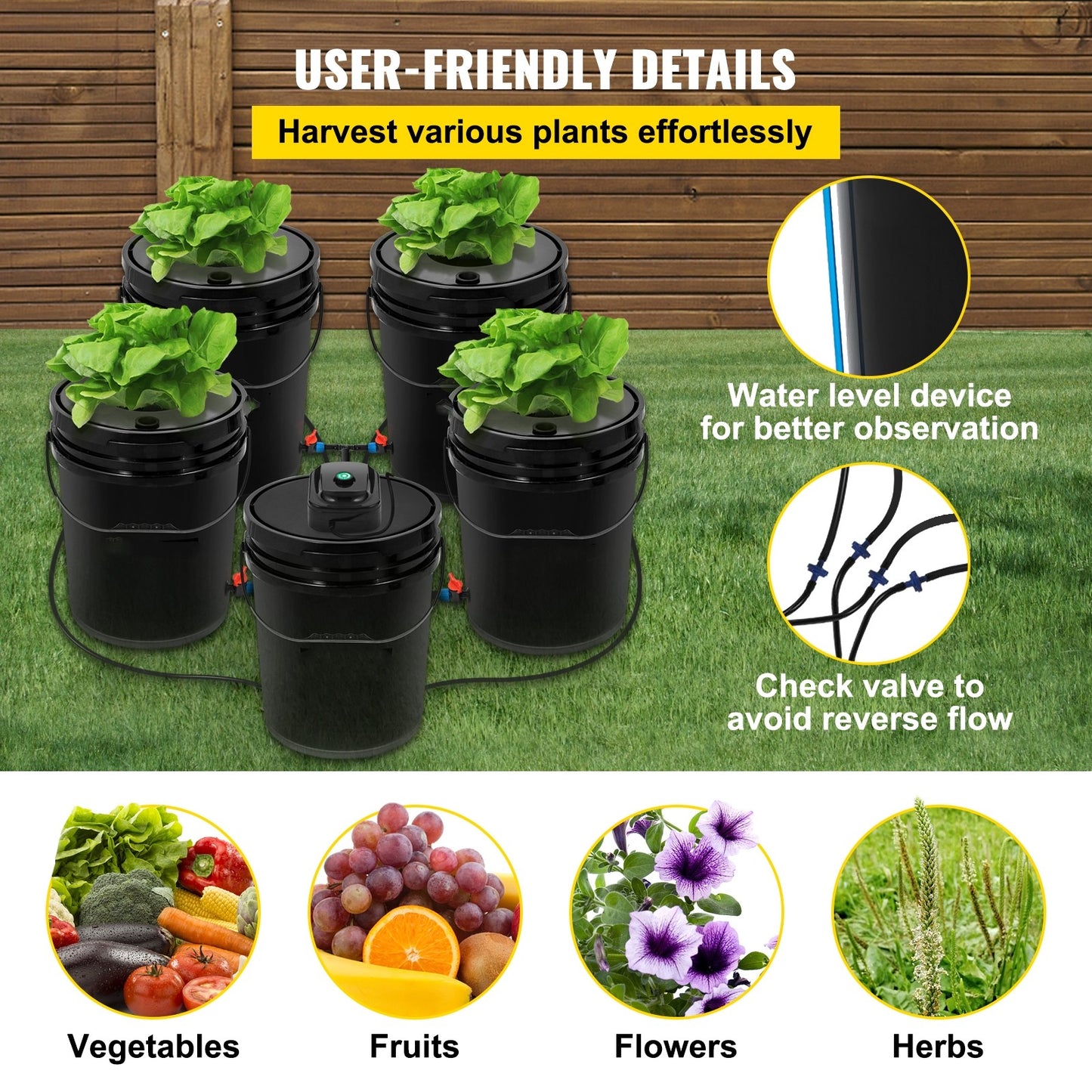 Hydroponics Deep Water Culture DWC Hydroponic System 5 Gallon 5 Buckets