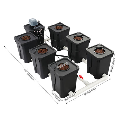 Recirculating Hydroponic System Strong Air Water Pump 6 Grow Buckets 27L