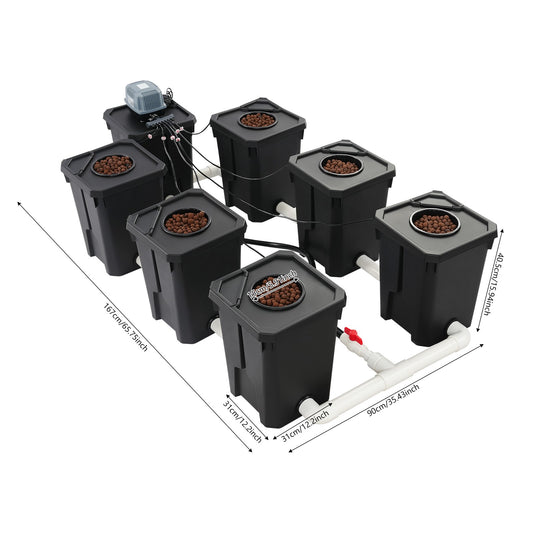 Recirculating Hydroponic System Strong Air Water Pump 6 Grow Buckets 27L