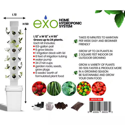 24-Plant Vertical Hydroponic Garden Tower System