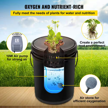 DWC Hydroponic System-5 Gal, 5 Buckets Deep Water Culture Kit with Pump, Air Stone, Reservoir for Indoor Vegetables