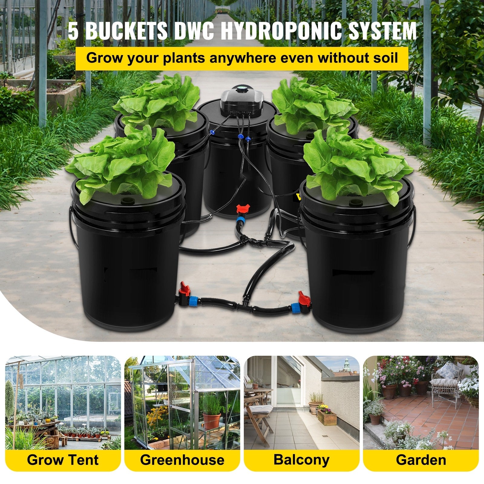 Hydroponics Deep Water Culture DWC Hydroponic System 5 Gallon 5 Buckets