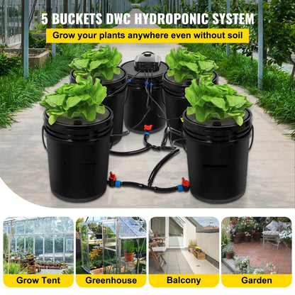 Hydroponics Deep Water Culture DWC Hydroponic System 5 Gallon 5 Buckets