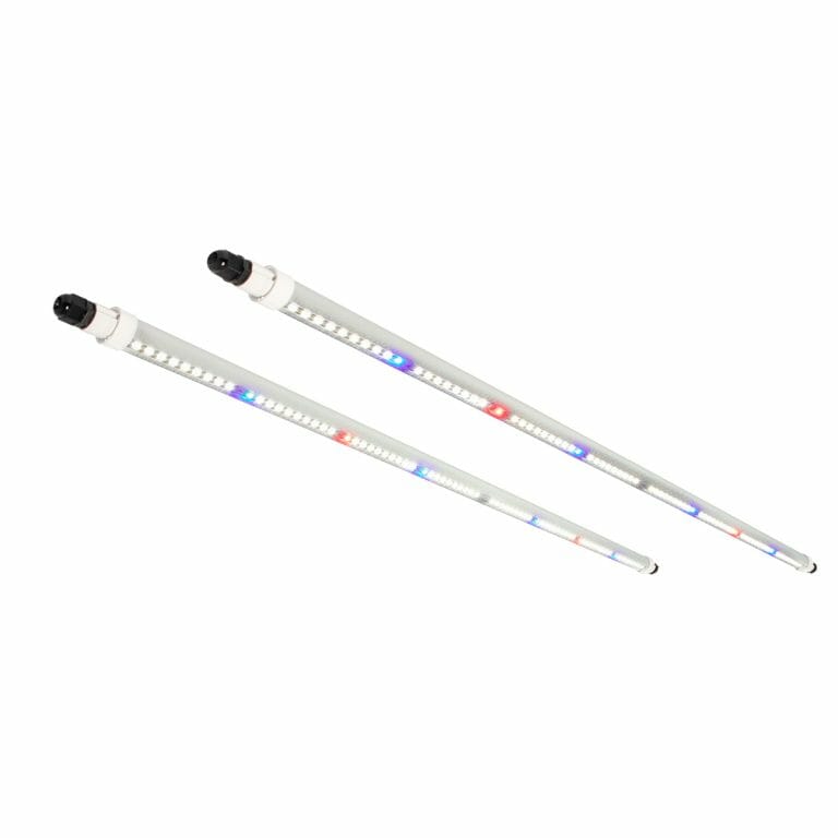Two AgroMax Clone Pro 9000K 18W LED grow lights by htgsupply, designed for plant growth and indoor gardening.