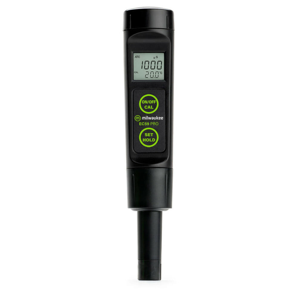 Milwaukee EC59 waterproof 3-in-1 EC, TDS, and temperature tester for accurate grow room control.