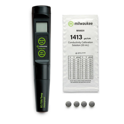 Milwaukee EC59 waterproof 3-in-1 EC, TDS, and temperature tester for grow room control systems.