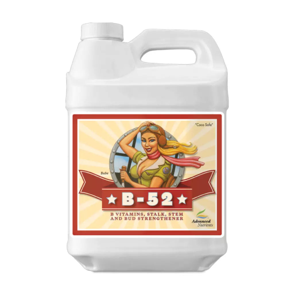 Hydroponic nutrients bottle of Advanced Nutrients B52 Metabolism Booster, 10L, used for plant growth and health in hydroponic systems.