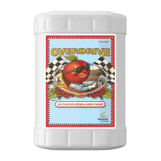 Advanced Nutrients Overdrive – 23 L large bottle late bloom booster container.