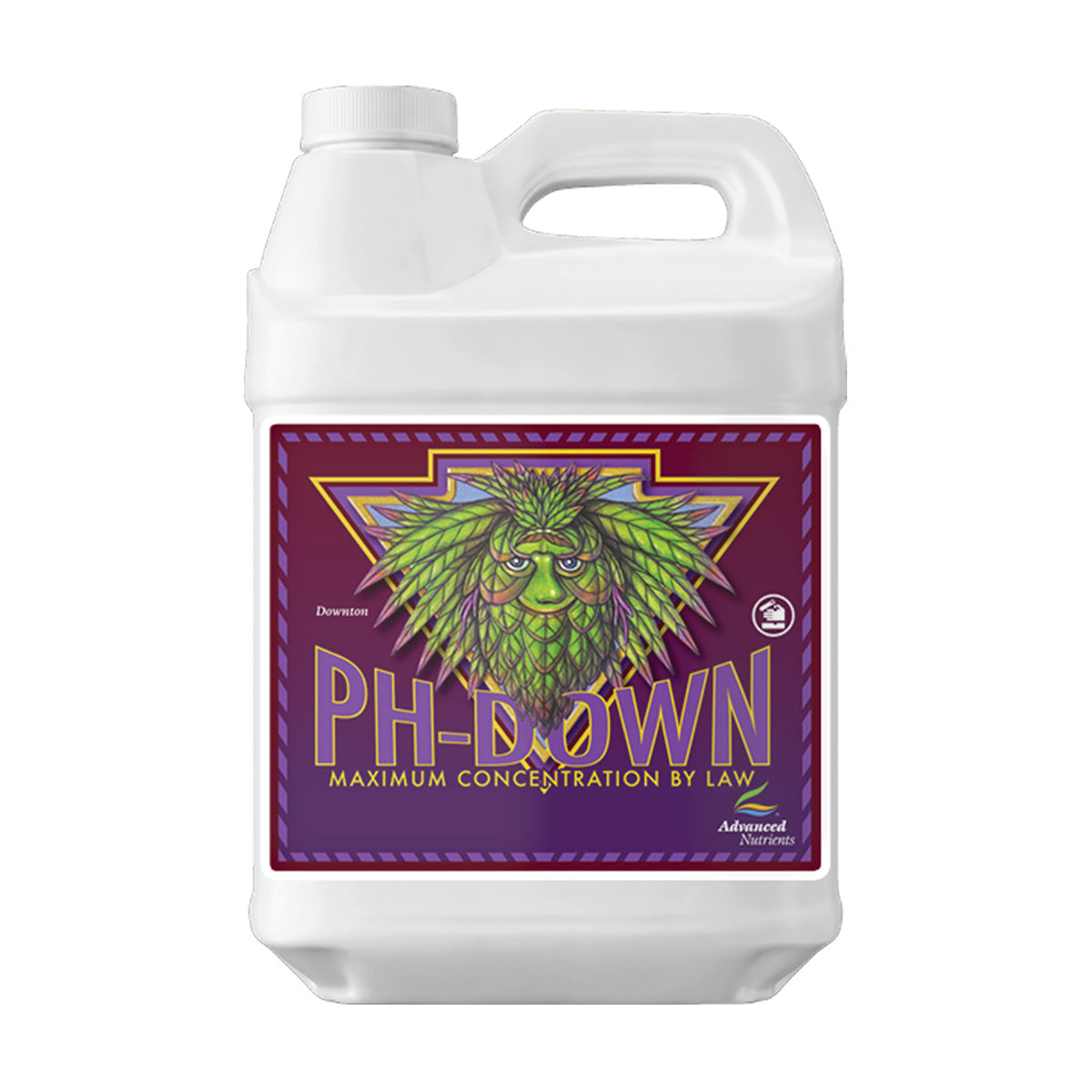 Advanced Nutrients pH Down 10L hydroponics solution for pH adjustment, by HTG Supply, in a large 10-liter bottle.