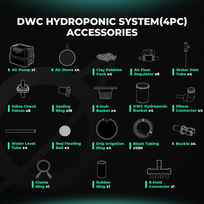 Mars Hydro DWC Hydroponics Grow System 5 Gallon Deep Water Culture with 4 Bucket