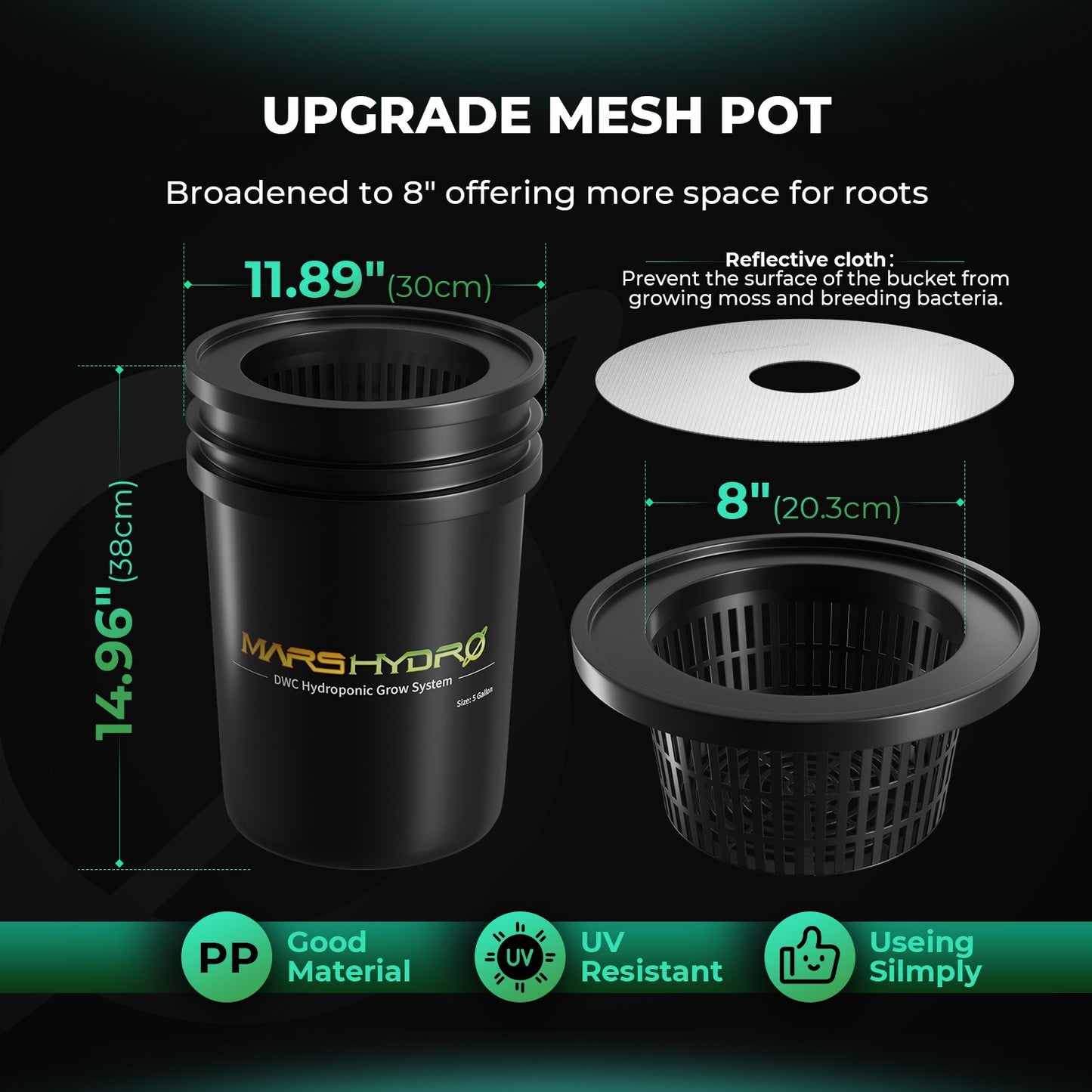Mars Hydro DWC Hydroponics Grow System 5 Gallon Deep Water Culture with 4 Bucket