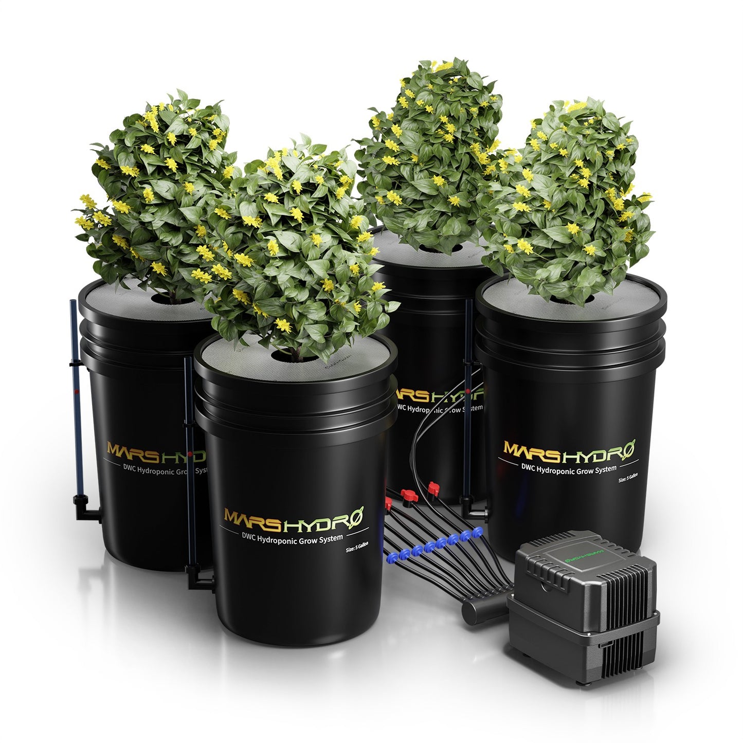 Mars Hydro DWC Hydroponics Grow System 5 Gallon Deep Water Culture with 4 Bucket