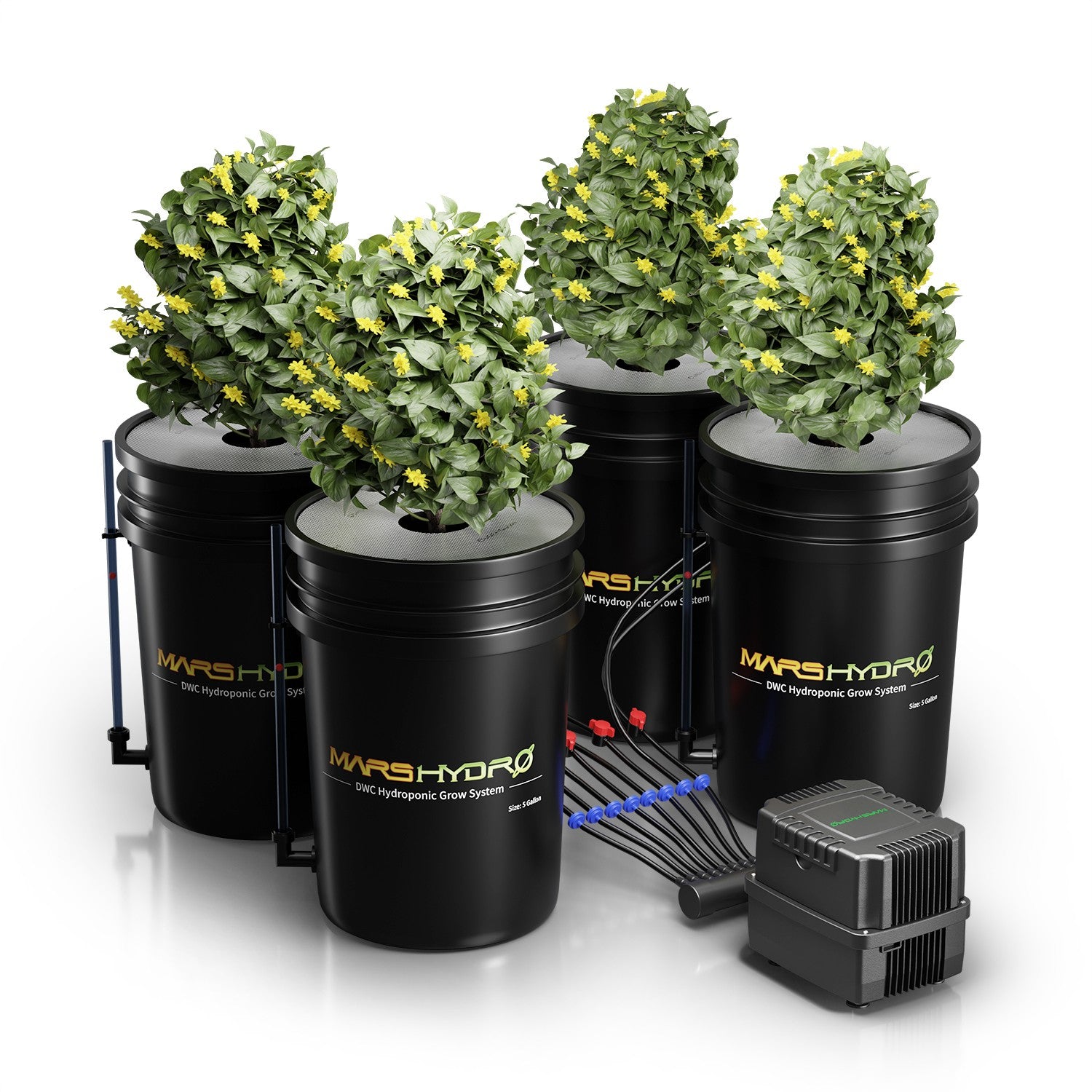 Mars Hydro DWC Hydroponics Grow System 5 Gallon Deep Water Culture with 4 Bucket