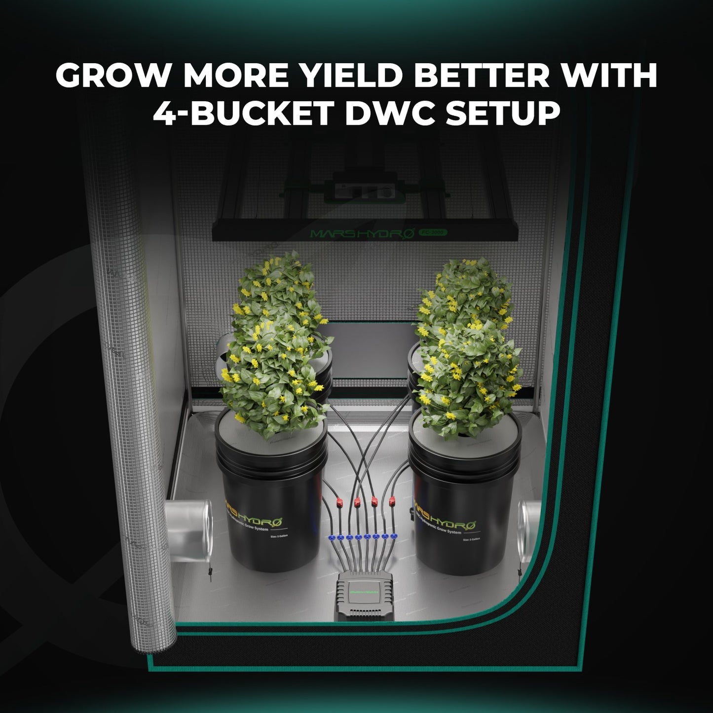 Mars Hydro DWC Hydroponics Grow System 5 Gallon Deep Water Culture with 4 Bucket