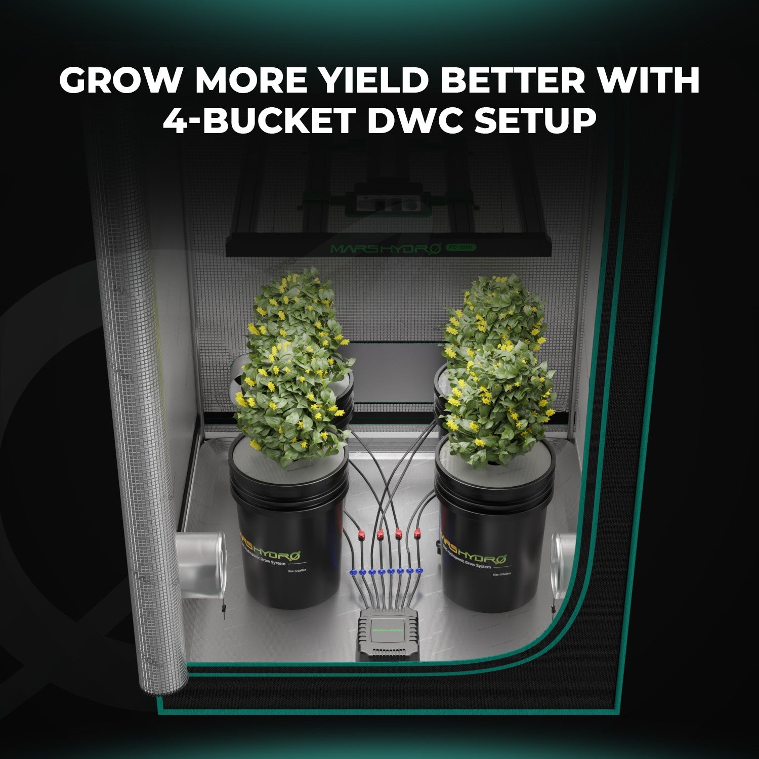 Mars Hydro DWC Hydroponics Grow System 5 Gallon Deep Water Culture with 4 Bucket