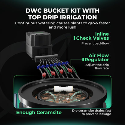 Mars Hydro DWC Hydroponics Grow System 5 Gallon Deep Water Culture with 4 Bucket
